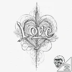 A single, powerful word “love”, in a universa… – tattoo sketch (№1752001723_0, 08.07.2025 19:08) — tattoovalue.net