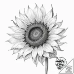 A beautiful, strong sunflower, always turning… – tattoo sketch (№1752001970_0, 08.07.2025 19:12) — tattoovalue.net
