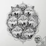A pack of wolves, their bodies forming a powe… – tattoo sketch (№1752002564_0, 08.07.2025 19:22) — tattoovalue.net