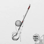 A minimalist drawing of a golf club and ball,… – tattoo sketch (№1752002819_0, 08.07.2025 19:26) — tattoovalue.net