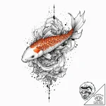 A single, perfect koi fish, its scales are a… – tattoo sketch (№1752003332_0, 08.07.2025 19:35) — tattoovalue.net