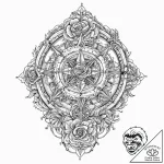 A beautiful, ornate sextant, for charting a c… – tattoo sketch (№1752003587_0, 08.07.2025 19:39) — tattoovalue.net