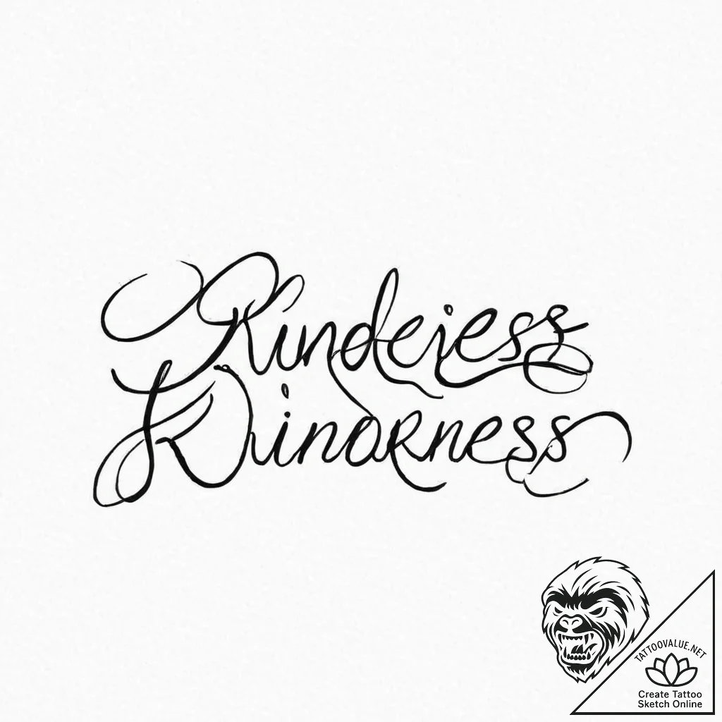 A single, powerful word "kindness", in a soft... - tattoo sketch (№1752004185_0, 08.07.2025 19:49) — tattoovalue.net
