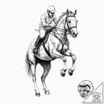 A minimalist outline of a rearing polo horse,… – tattoo sketch (№1752004356_0, 08.07.2025 19:52) — tattoovalue.net