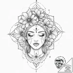 A beautiful woman with her face half-covered… – tattoo sketch (№1752004441_0, 08.07.2025 19:54) — tattoovalue.net