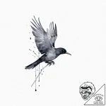 A single, abstract bird, a simple watercolor… – tattoo sketch (№1752004696_0, 08.07.2025 19:58) — tattoovalue.net