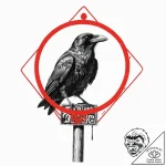 A realistic raven, perched on a red stop sign… – tattoo sketch (№1752005205_0, 08.07.2025 20:06) — tattoovalue.net