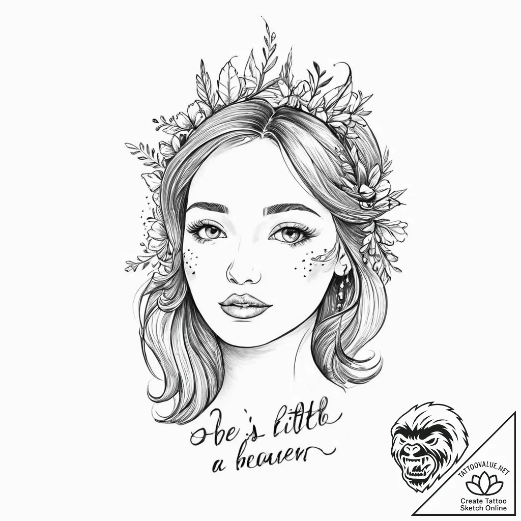 A quote "she's a little bit of heaven with a... - tattoo sketch (№1752006226_0, 08.07.2025 20:23) — tattoovalue.net