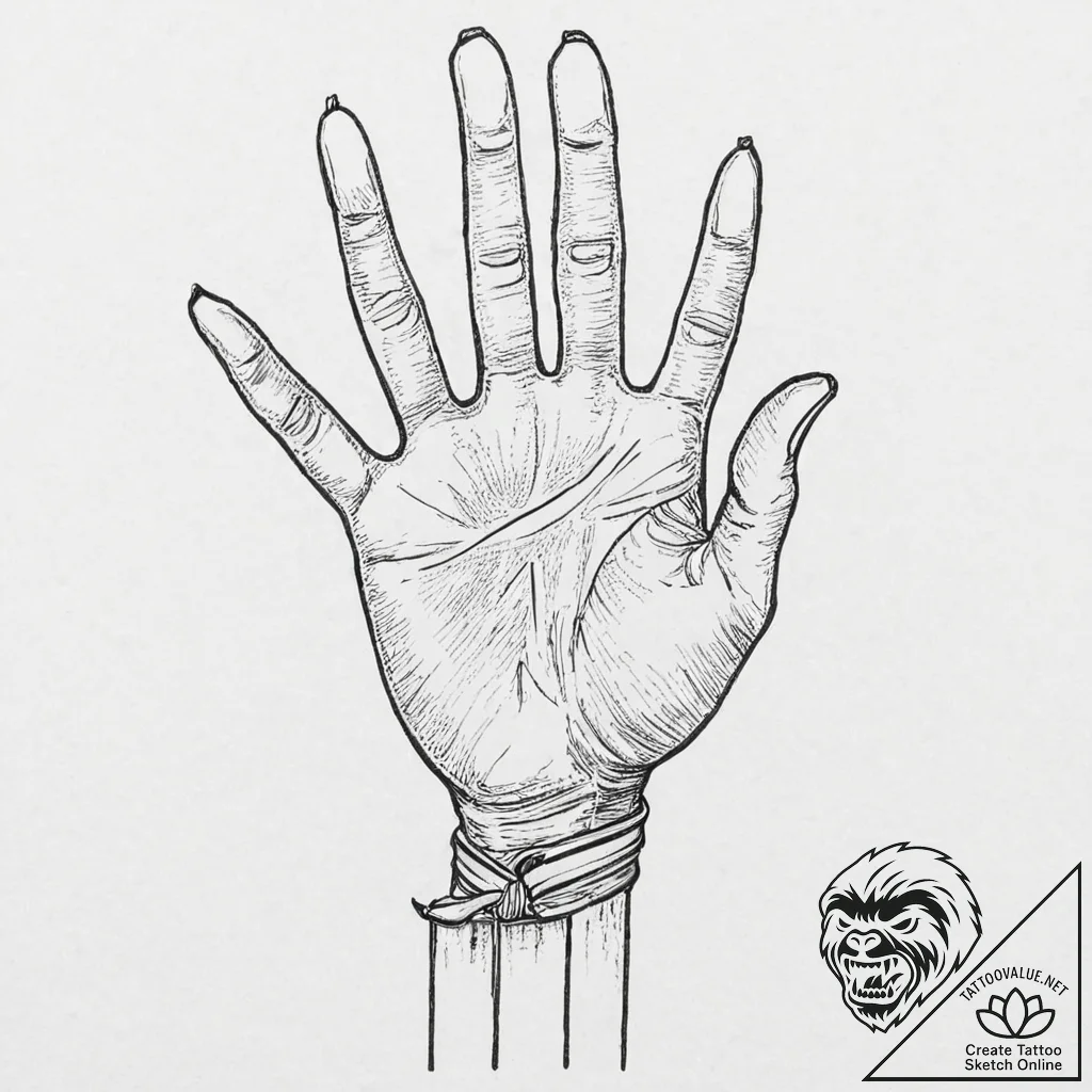 A drawing of a hand, with its fingers crossed... - tattoo sketch (№1752006907_0, 08.07.2025 20:35) — tattoovalue.net