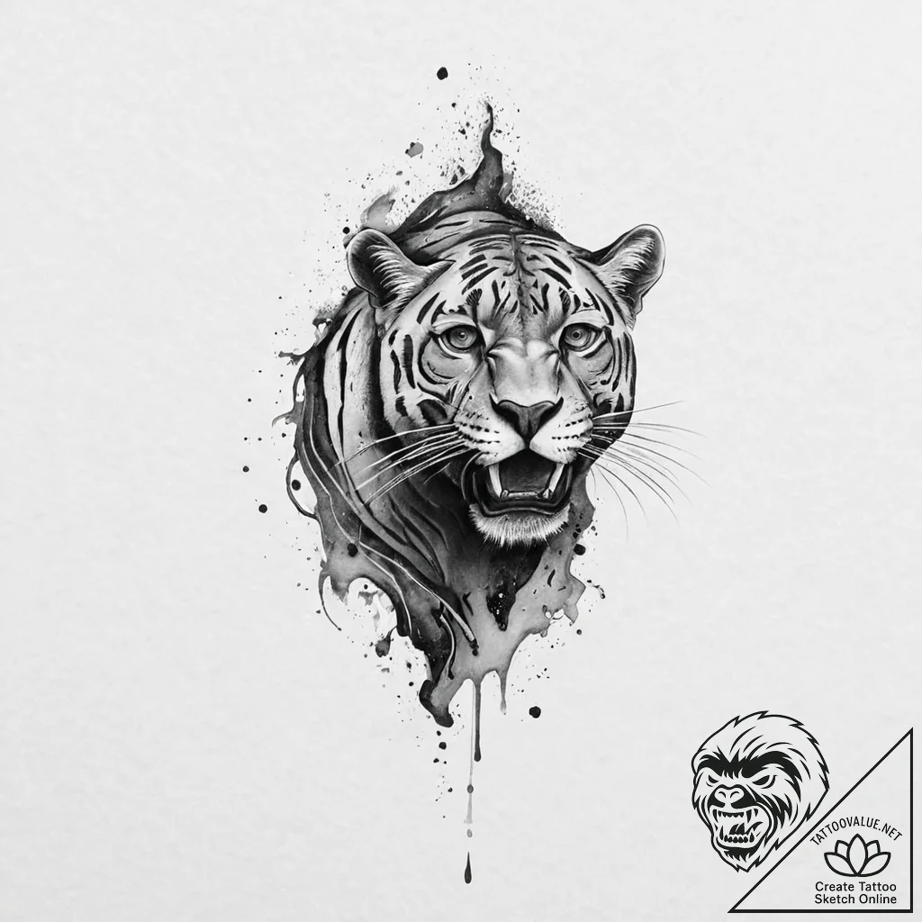 A panther, its body is made of black smoke an... - tattoo sketch (№1752007078_0, 08.07.2025 20:37) — tattoovalue.net