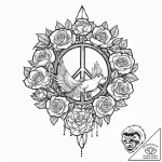 A single, powerful word “peace”, with a dove… – tattoo sketch (№1752007844_0, 08.07.2025 20:50) — tattoovalue.net