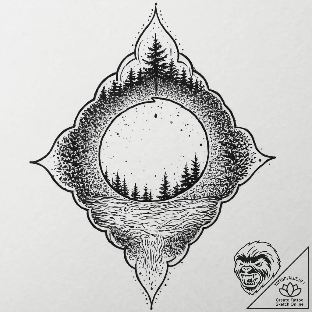 A single, clear drop of water, creating rippl... - tattoo sketch (№1752008098_0, 08.07.2025 20:54) — tattoovalue.net