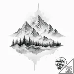 A mountain range, with misty clouds painted i… – tattoo sketch (№1752008184_0, 08.07.2025 20:56) — tattoovalue.net