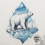 A majestic polar bear, on an iceberg in a sea… – tattoo sketch (№1752008266_0, 08.07.2025 20:57) — tattoovalue.net