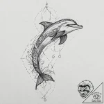 A beautiful, wise old dolphin, a symbol of in… – tattoo sketch (№1752008440_0, 08.07.2025 21:00) — tattoovalue.net