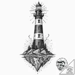 A person, whose body is a lighthouse, guiding… – tattoo sketch (№1752008871_0, 08.07.2025 21:07) — tattoovalue.net