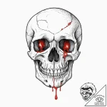 A skull, with a single, red tear falling from… – tattoo sketch (№1752009041_0, 08.07.2025 21:10) — tattoovalue.net