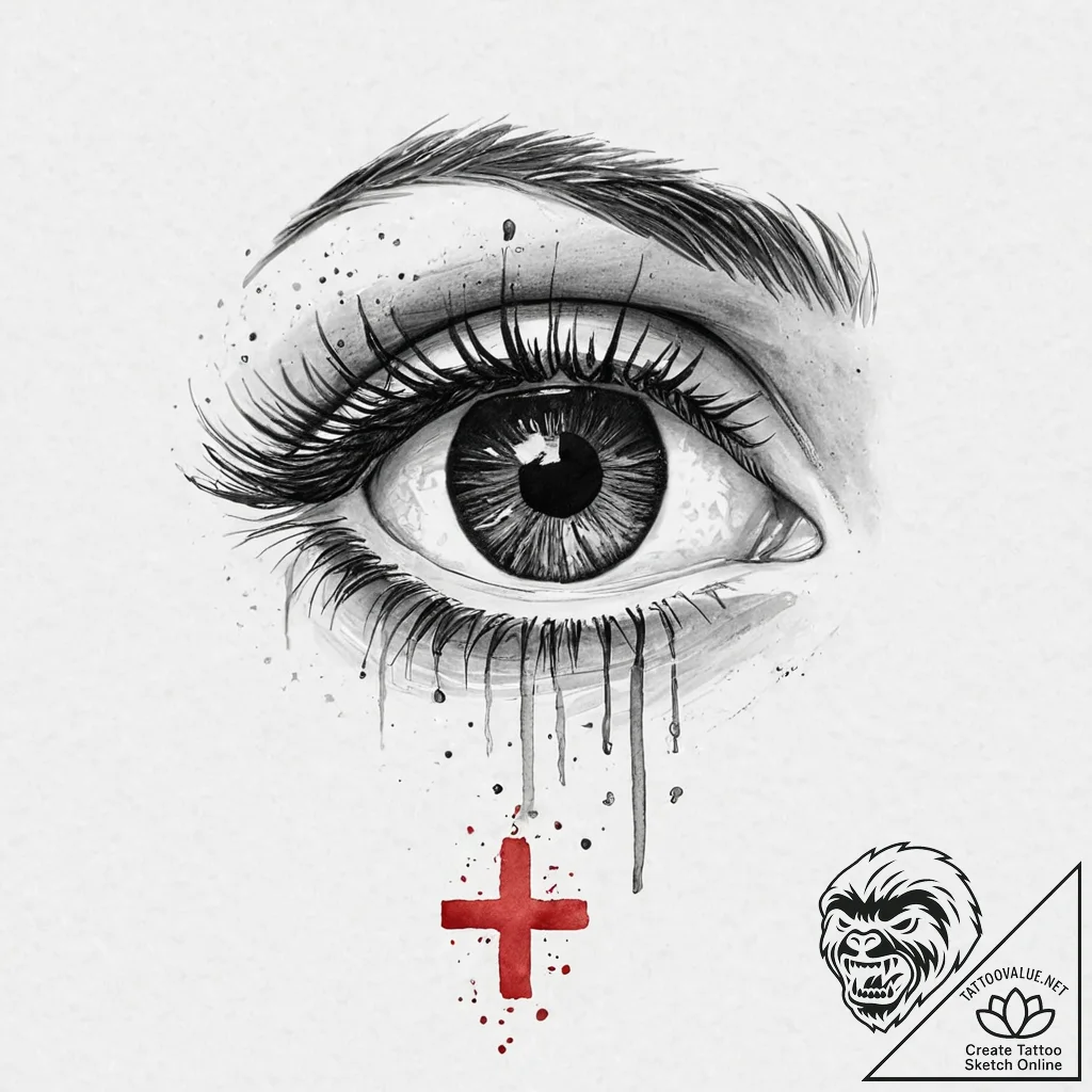 A beautiful, realistic woman's eye, with a si... - tattoo sketch (№1752009725_0, 08.07.2025 21:22) — tattoovalue.net