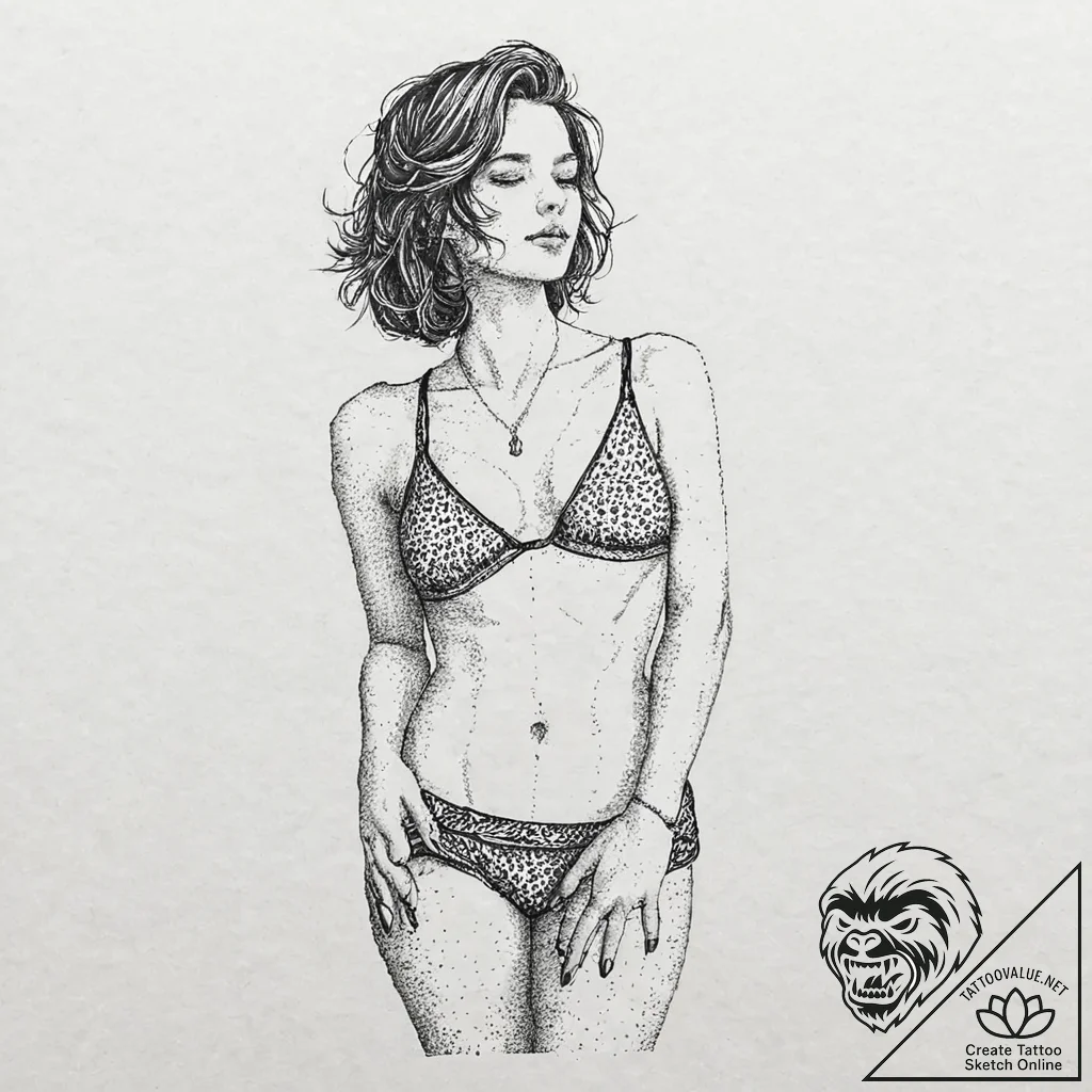 A girl whose body is covered in the words of... - tattoo sketch (№1752009812_0, 08.07.2025 21:23) — tattoovalue.net