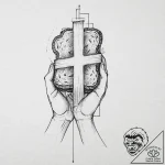 A person, sharing their last piece of bread,… – tattoo sketch (№1752010070_0, 08.07.2025 21:27) — tattoovalue.net