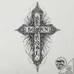 The phrase “born to lose” in a classic, priso… – tattoo sketch (№1752010240_0, 08.07.2025 21:30) — tattoovalue.net