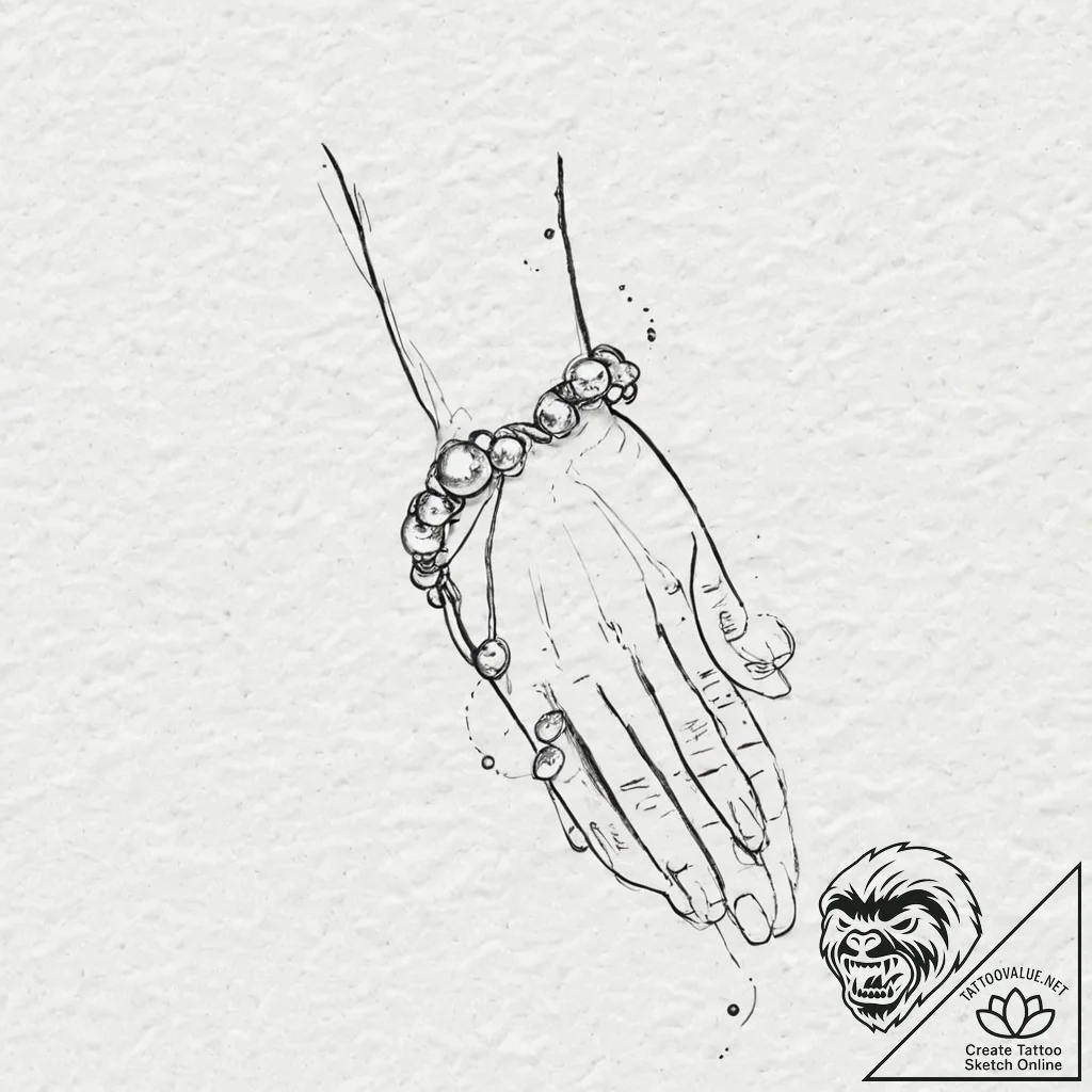 A single, perfect strand of pearls, wrapping... - tattoo sketch (№1752010326_0, 08.07.2025 21:32) — tattoovalue.net