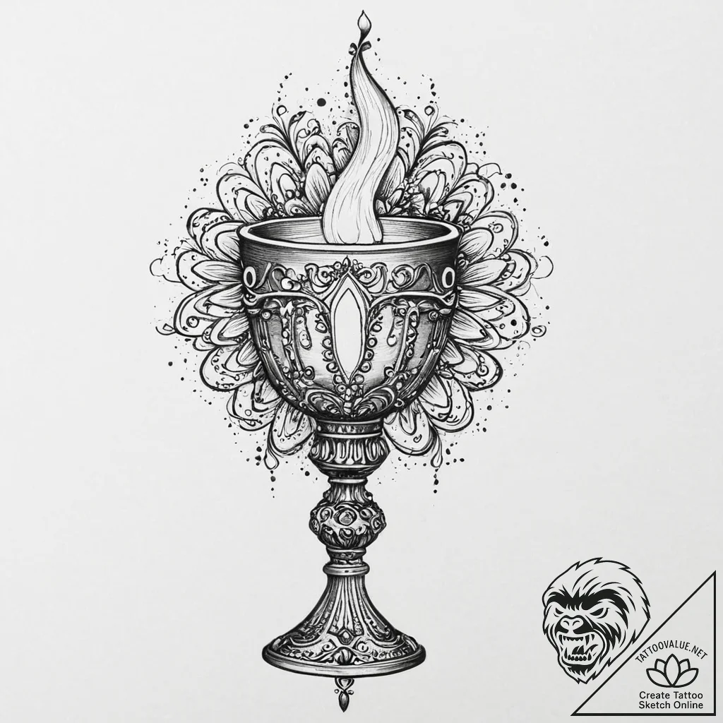 A beautiful, ornate chalice, but it's filled... - tattoo sketch (№1752010840_0, 08.07.2025 21:40) — tattoovalue.net