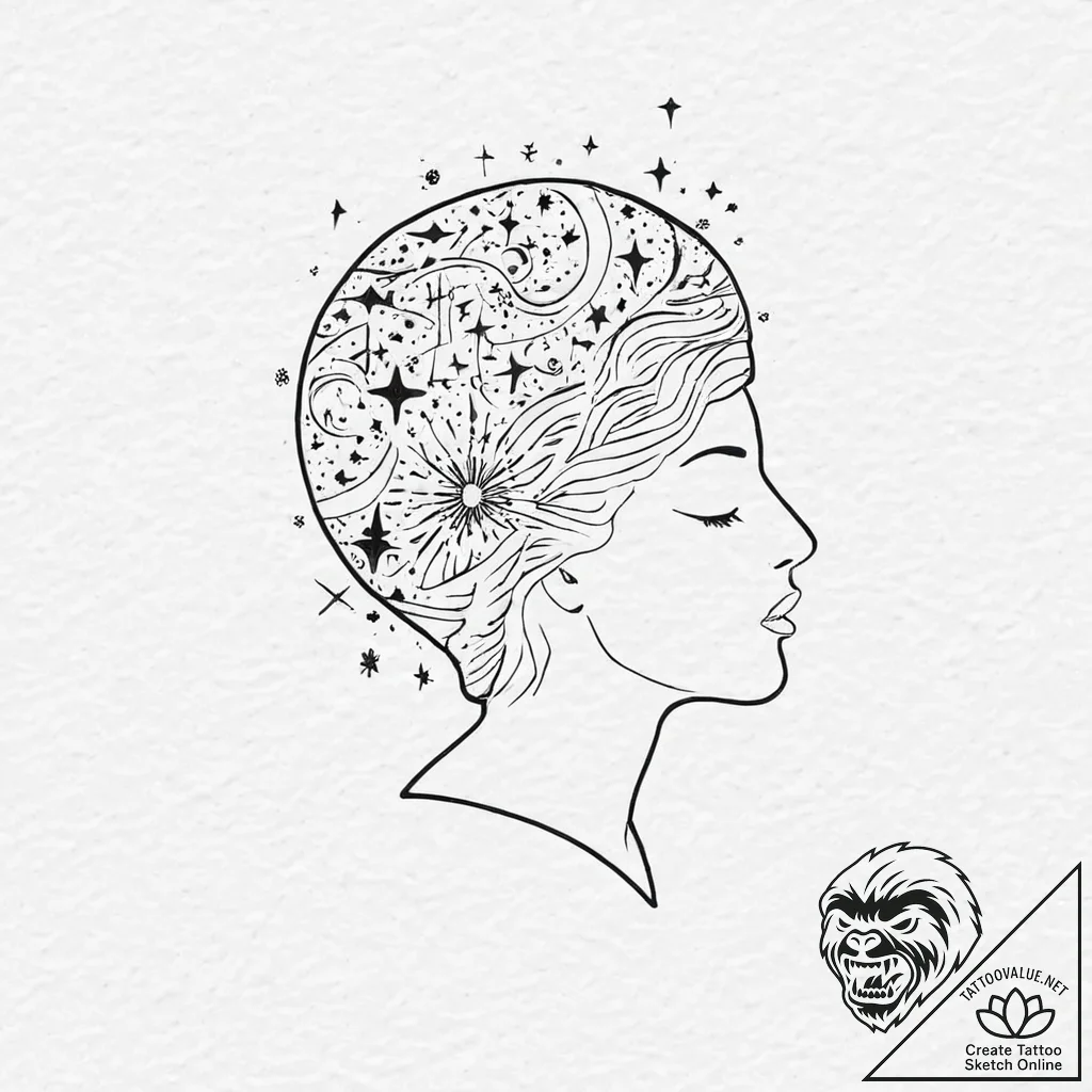 A human silhouette, filled with a starry nigh... - tattoo sketch (№1752011268_0, 08.07.2025 21:47) — tattoovalue.net