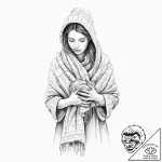 A person, offering a warm blanket to a cold,… – tattoo sketch (№1752011610_0, 08.07.2025 21:53) — tattoovalue.net