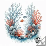 A beautiful, abstract underwater scene, with… – tattoo sketch (№1752011696_0, 08.07.2025 21:54) — tattoovalue.net