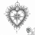 A human heart, with a compass inside, always… – tattoo sketch (№1752011782_0, 08.07.2025 21:56) — tattoovalue.net