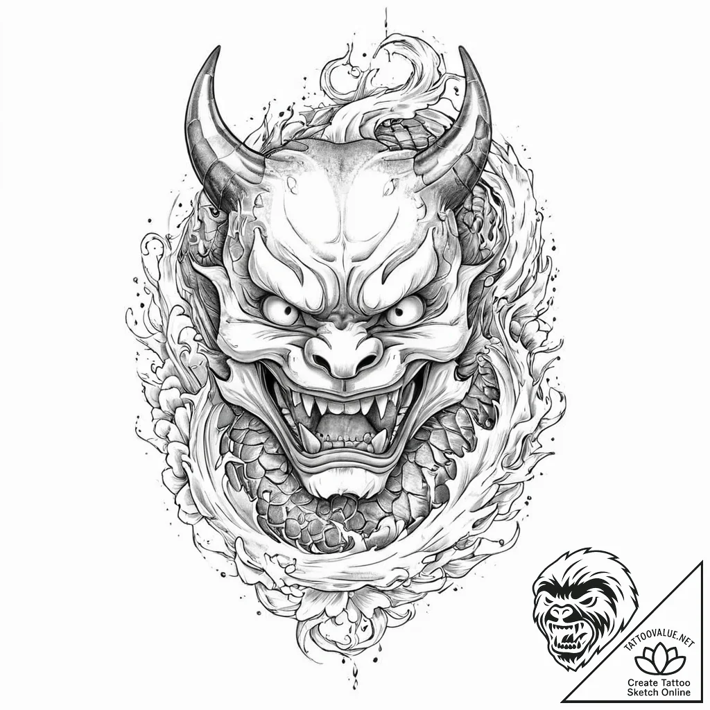 A snarling, rabid dog, its teeth bared, tatto... - tattoo sketch (№1752011865_0, 08.07.2025 21:57) — tattoovalue.net