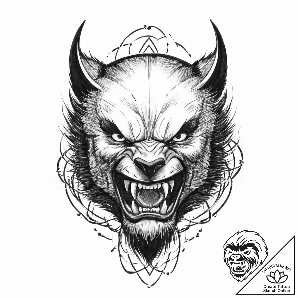 A powerful wolverine, a symbol of tenacity an... - tattoo sketch (№1752012465_0, 08.07.2025 22:07) — tattoovalue.net