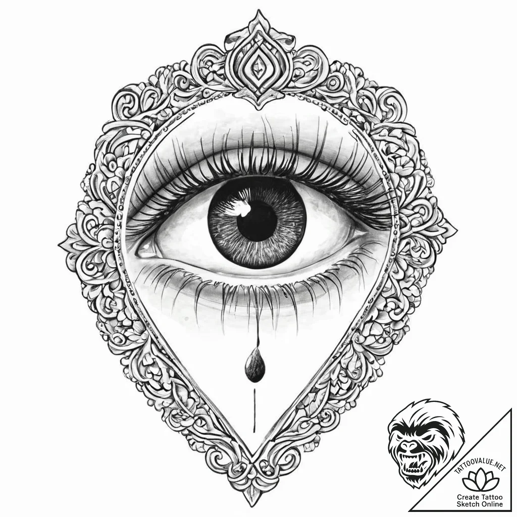 A human eye, looking through a keyhole at a b... - tattoo sketch (№1752012635_0, 08.07.2025 22:10) — tattoovalue.net