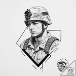 A portrait of a soldier, his identity is hidd… – tattoo sketch (№1752012890_0, 08.07.2025 22:14) — tattoovalue.net