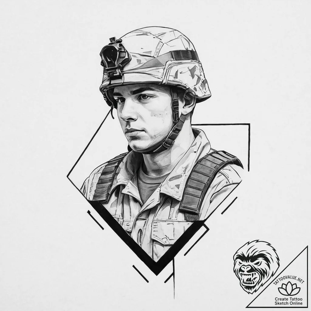A portrait of a soldier, his identity is hidd... - tattoo sketch (№1752012890_0, 08.07.2025 22:14) — tattoovalue.net
