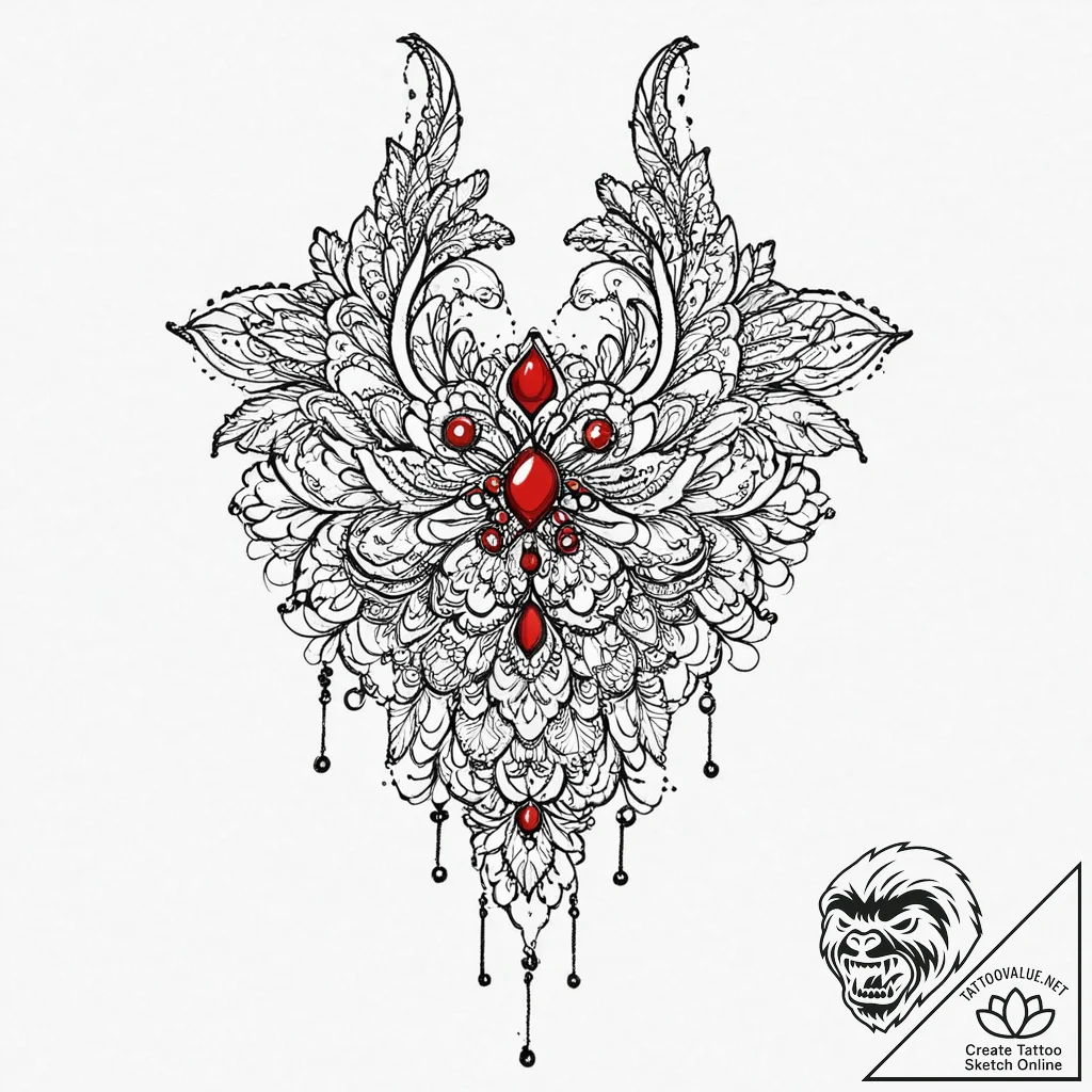 A beautiful, delicate collar of lace, tattooe... - tattoo sketch (№1752013575_0, 08.07.2025 22:26) — tattoovalue.net