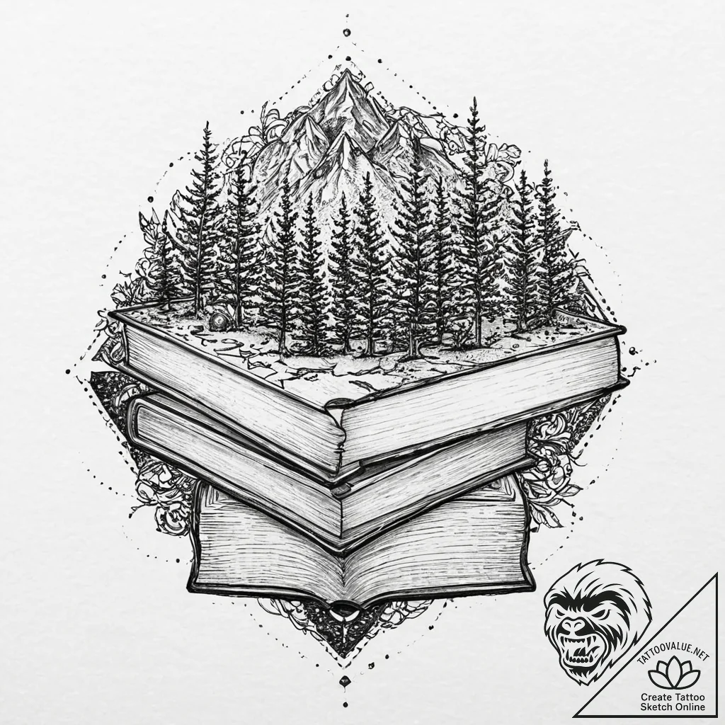 A beautiful, detailed drawing of a family lib... - tattoo sketch (№1752013996_0, 08.07.2025 22:33) — tattoovalue.net