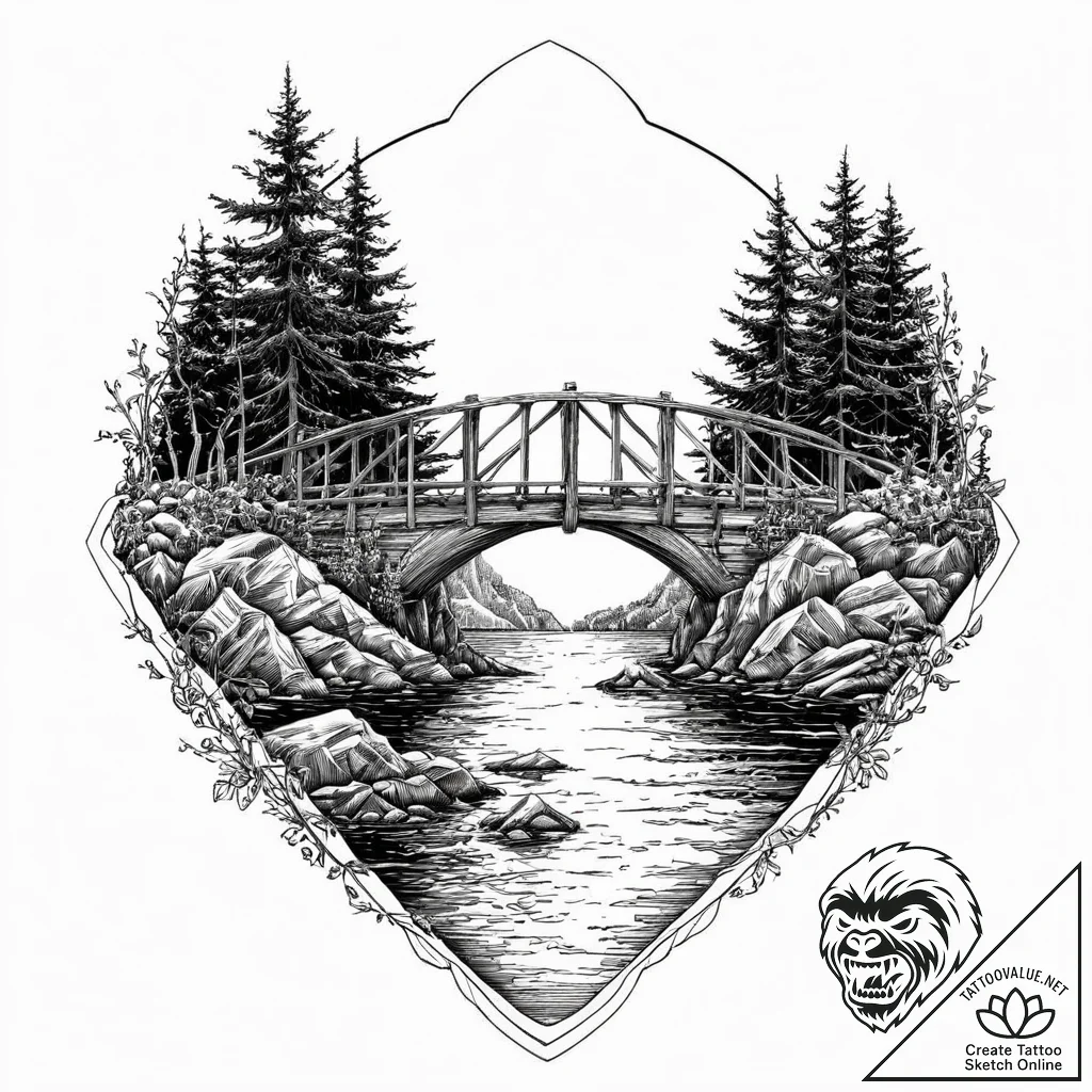A beautiful, strong bridge, connecting two sh... - tattoo sketch (№1752014248_0, 08.07.2025 22:37) — tattoovalue.net