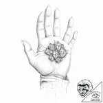 A human hand, clutching a handful of diamonds… – tattoo sketch (№1752014503_0, 08.07.2025 22:41) — tattoovalue.net
