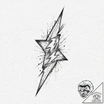 A single, black lightning bolt, sharp and gra… – tattoo sketch (№1752014584_0, 08.07.2025 22:43) — tattoovalue.net