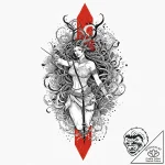 A beautiful, but fierce valkyrie, her spear p… – tattoo sketch (№1752015185_0, 08.07.2025 22:53) — tattoovalue.net