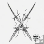 A pair of crossed swords, their blades are ja… – tattoo sketch (№1752015359_0, 08.07.2025 22:55) — tattoovalue.net
