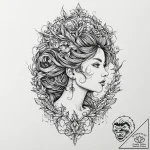 A girl whose hair is made of thorny vines, ta… – tattoo sketch (№1752015444_0, 08.07.2025 22:57) — tattoovalue.net