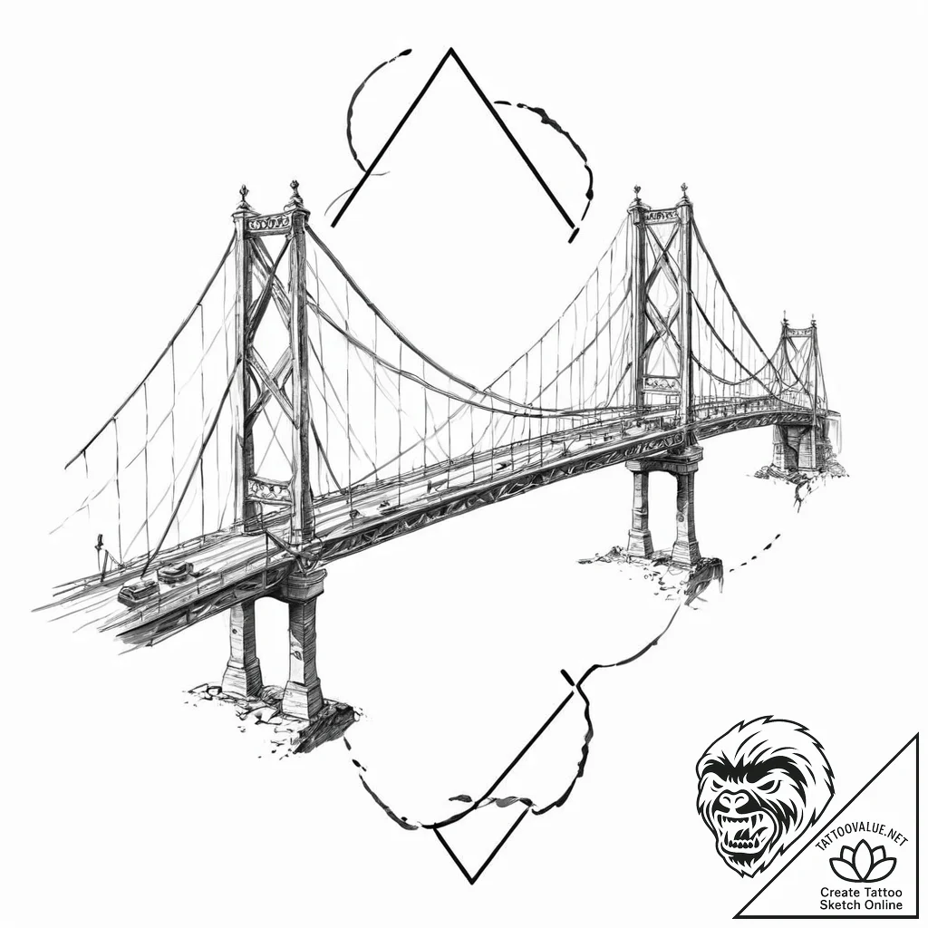 A single, powerful symbol of a bridge, connec... - tattoo sketch (№1752016127_0, 08.07.2025 23:08) — tattoovalue.net