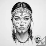 A beautiful woman with her face half-covered… – tattoo sketch (№1752016211_0, 08.07.2025 23:10) — tattoovalue.net