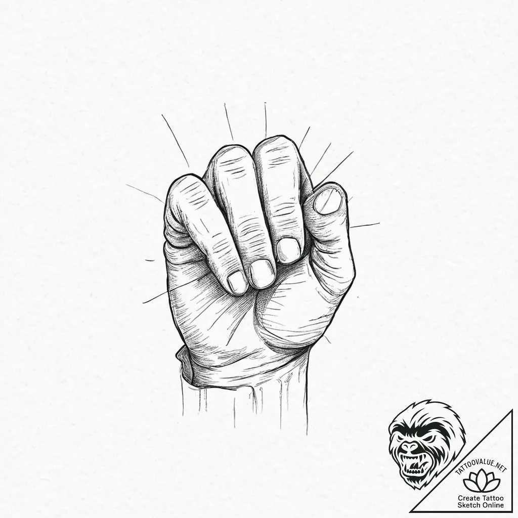 A human hand, clenched so tightly the knuckle... - tattoo sketch (№1752016385_0, 08.07.2025 23:13) — tattoovalue.net