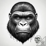 A powerful gorilla, its eyes full of intellig… – tattoo sketch (№1752016471_0, 08.07.2025 23:14) — tattoovalue.net