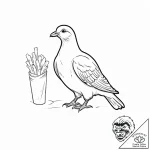 A simple outline of a city pigeon with a fren… – tattoo sketch (№1752016557_0, 08.07.2025 23:15) — tattoovalue.net