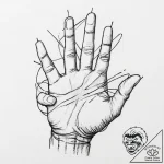 A human hand, with its fingers sharpened into… – tattoo sketch (№1752017154_0, 08.07.2025 23:25) — tattoovalue.net